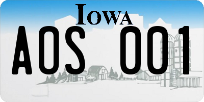 IA license plate AOS001