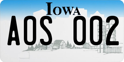 IA license plate AOS002