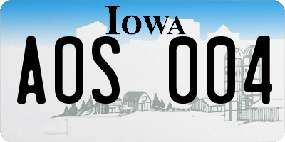 IA license plate AOS004