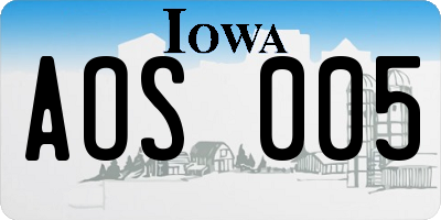 IA license plate AOS005