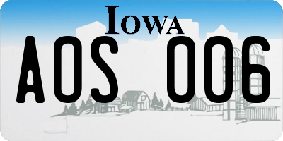 IA license plate AOS006