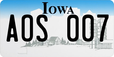 IA license plate AOS007
