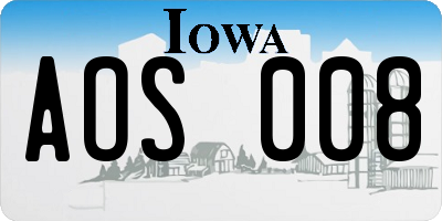 IA license plate AOS008