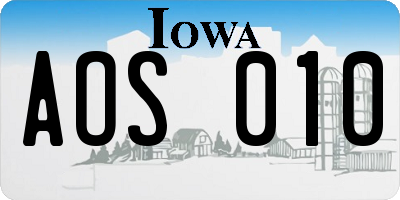 IA license plate AOS010