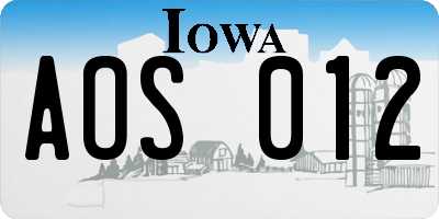 IA license plate AOS012