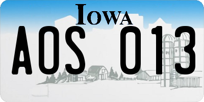 IA license plate AOS013