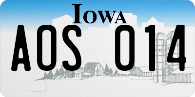 IA license plate AOS014