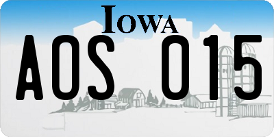 IA license plate AOS015