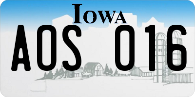 IA license plate AOS016