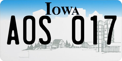 IA license plate AOS017