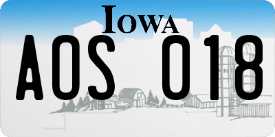 IA license plate AOS018