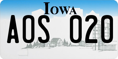 IA license plate AOS020