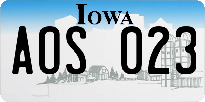 IA license plate AOS023