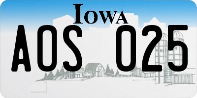 IA license plate AOS025