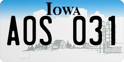 IA license plate AOS031