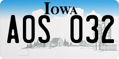 IA license plate AOS032
