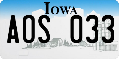 IA license plate AOS033