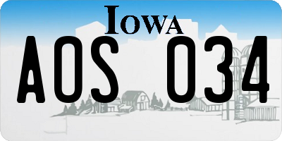 IA license plate AOS034