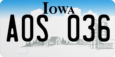 IA license plate AOS036