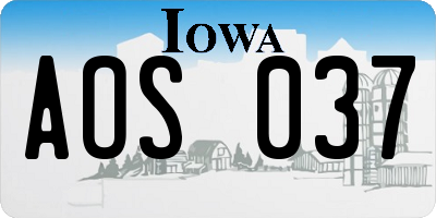 IA license plate AOS037