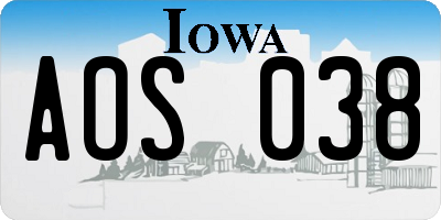 IA license plate AOS038