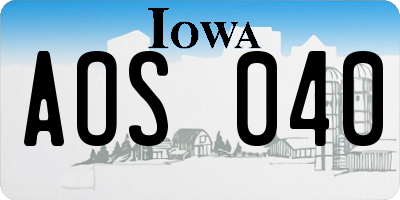 IA license plate AOS040