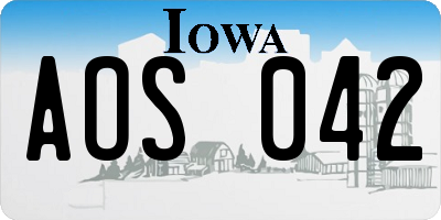 IA license plate AOS042