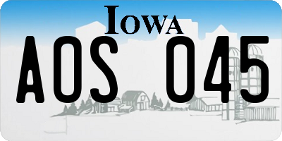 IA license plate AOS045