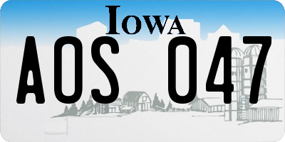 IA license plate AOS047