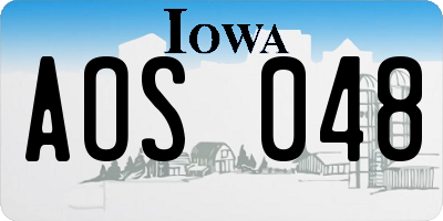 IA license plate AOS048