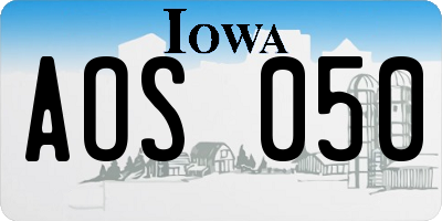 IA license plate AOS050