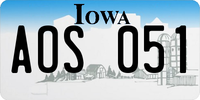 IA license plate AOS051