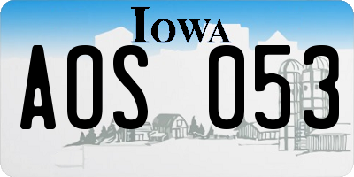 IA license plate AOS053