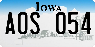 IA license plate AOS054