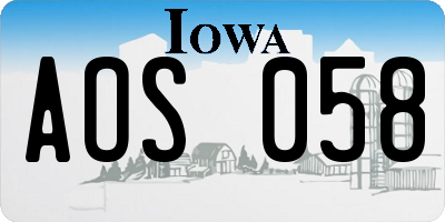 IA license plate AOS058