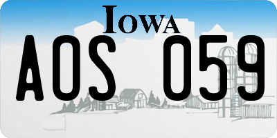 IA license plate AOS059