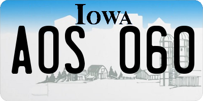 IA license plate AOS060