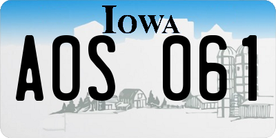 IA license plate AOS061