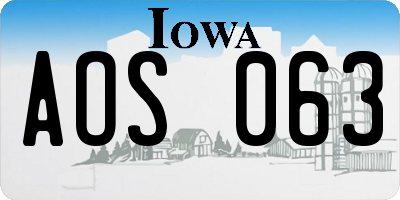 IA license plate AOS063