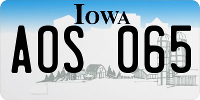 IA license plate AOS065
