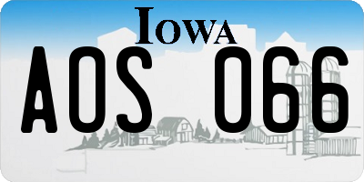 IA license plate AOS066