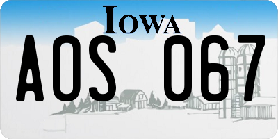 IA license plate AOS067