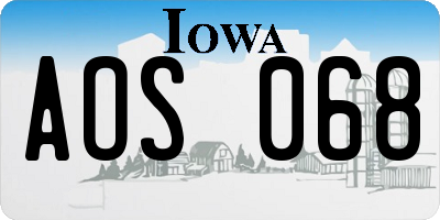 IA license plate AOS068