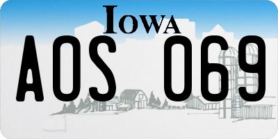 IA license plate AOS069
