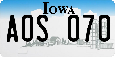 IA license plate AOS070