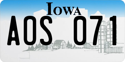 IA license plate AOS071