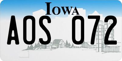 IA license plate AOS072