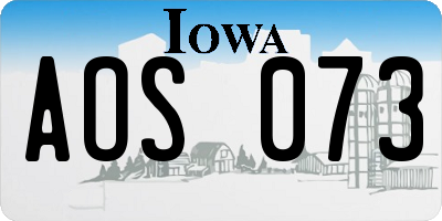 IA license plate AOS073