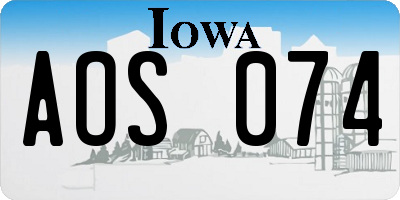 IA license plate AOS074