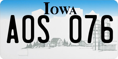 IA license plate AOS076